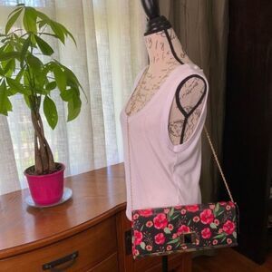 Rebecca & Rifka Black and Red Poppy Clutch Handbag